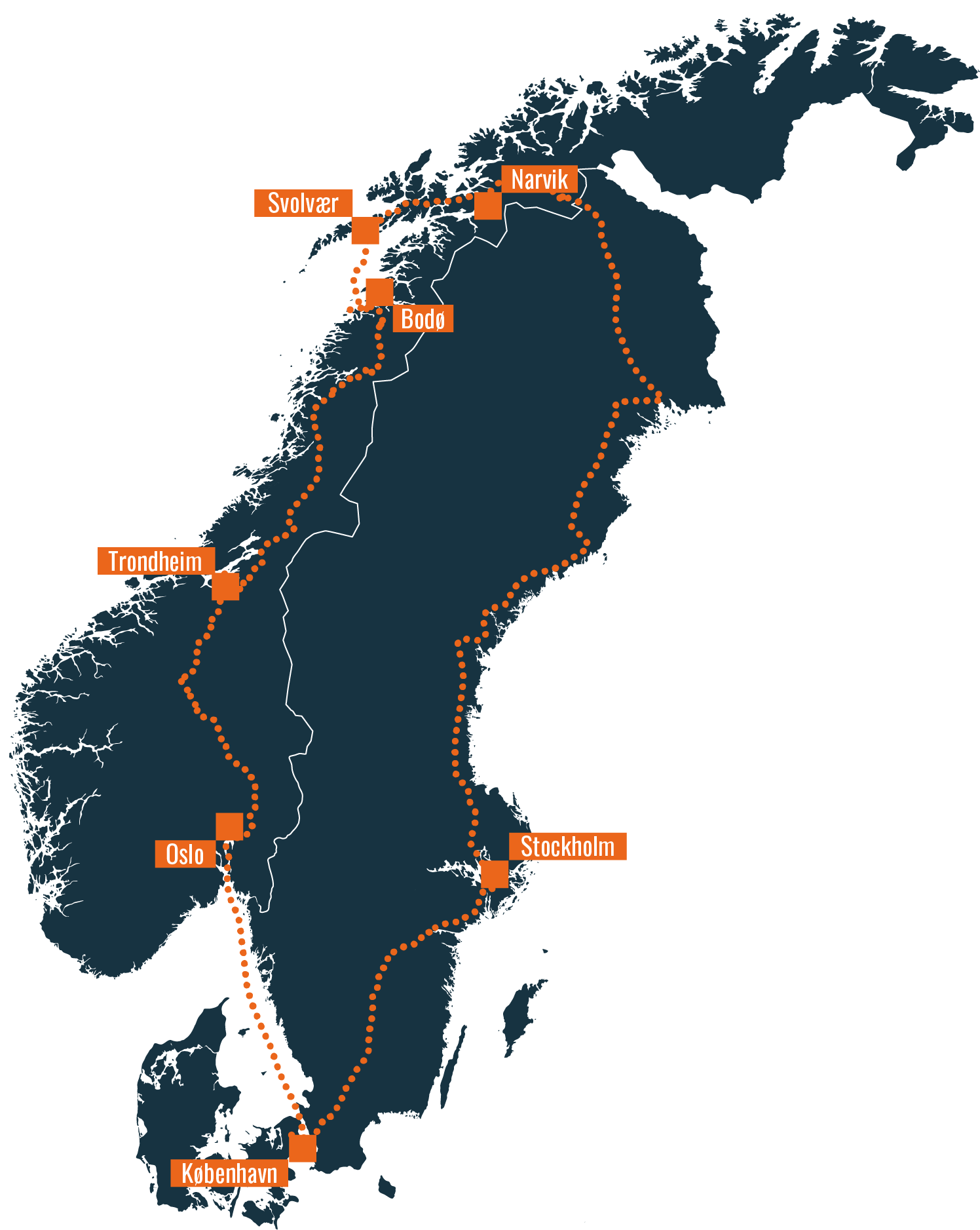 Rutekort - Sådan planlægger du togturen til Norge og Lofoten