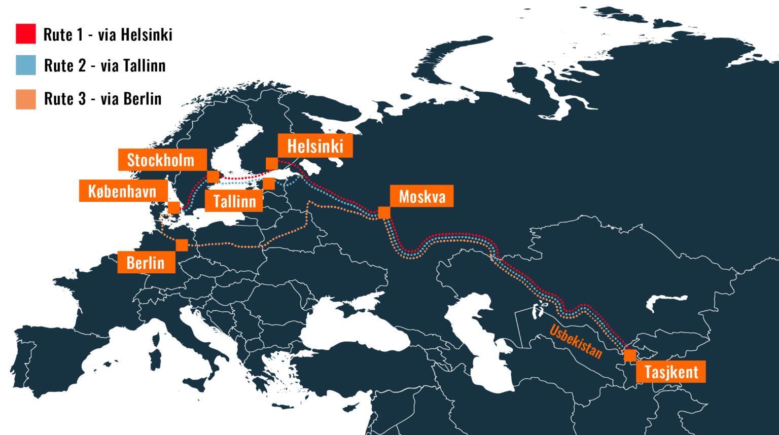 Ruter - Med tog fra Danmark til Usbekistan